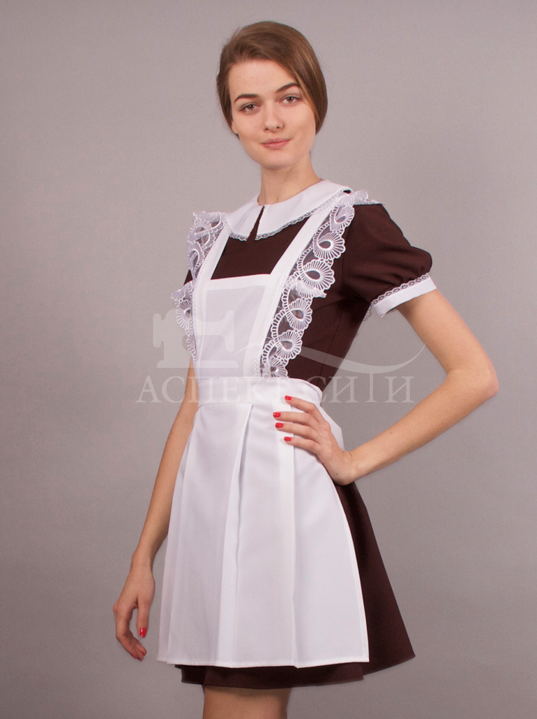 Бело коричневое платье